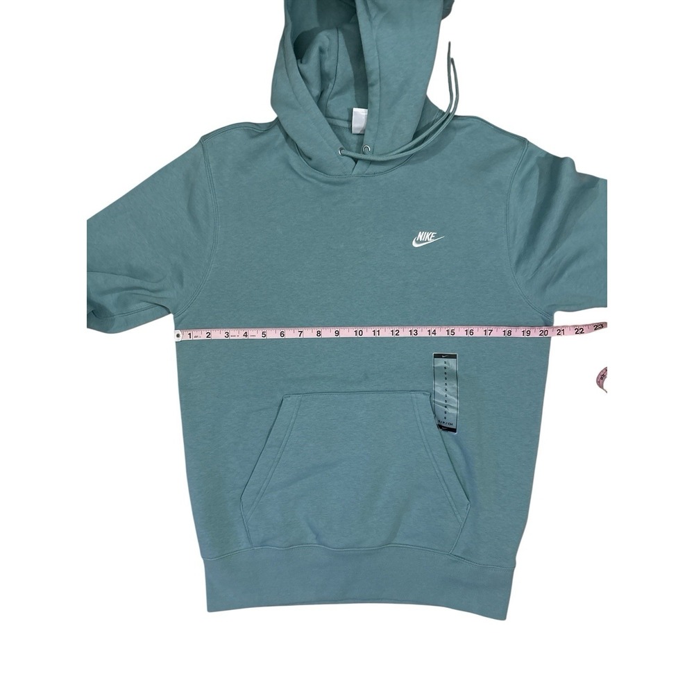 Nike Hoodie Club Fleece Long Sleeve Pullover Solid Green Logo MENS SMALL - Picture 7 of 8